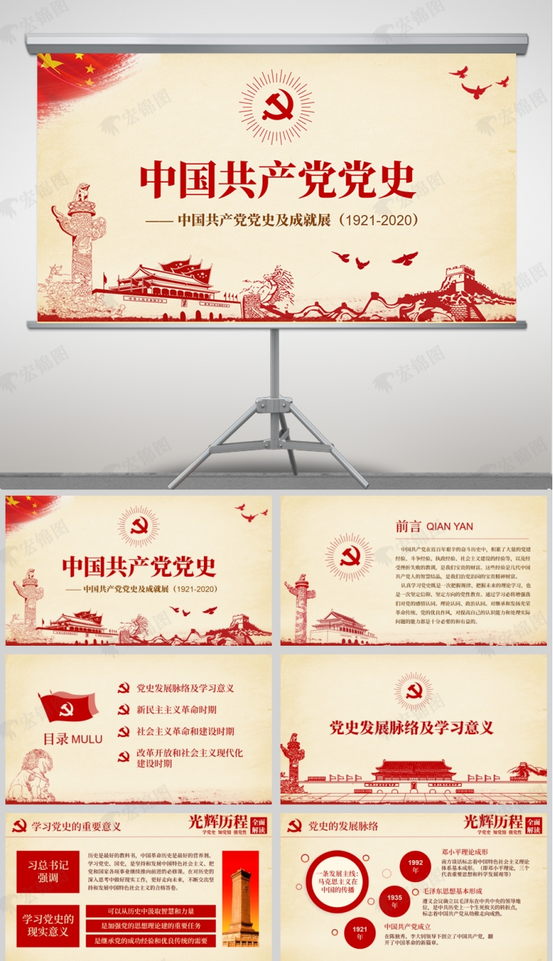 「党史PPT」党的光辉的历程中国共产党党史党课学习PPT模板