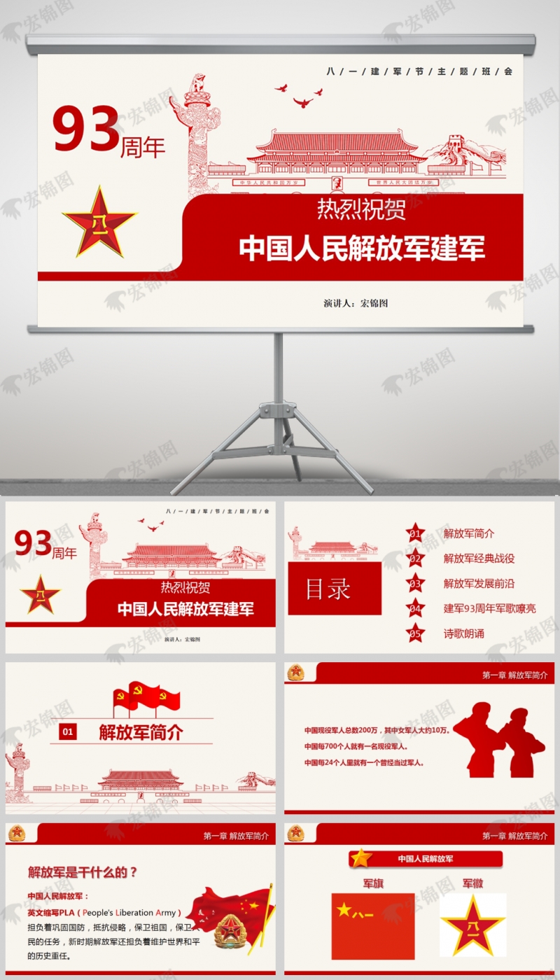 热烈庆祝中国人民解放军建军93周年PPT课件模板